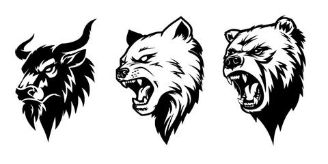 black and white vector silhouette of animal head © Alex