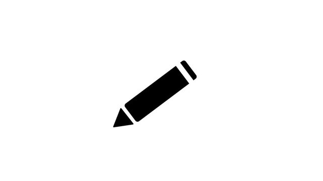 Black pencil icon on a white background writing drawing