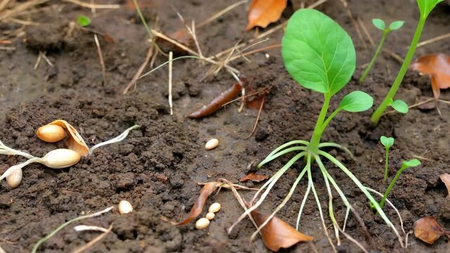 Plant seed germination and growth in soil