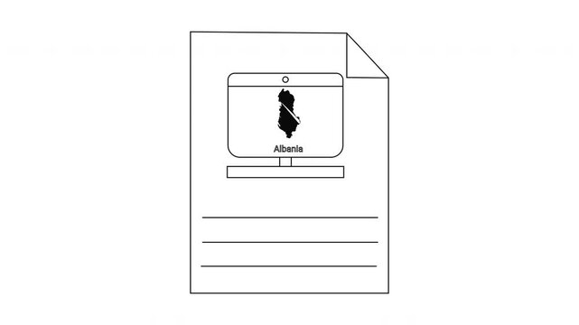 Albania Map Document Icon Computer Screen Outline.