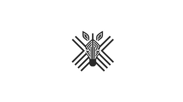 Abstract zebra head icon with geometric cross elements on white background