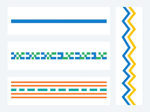 Minimalist geometric border designs set against a plain background