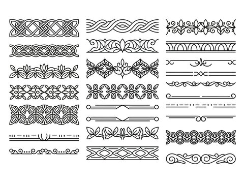 A collection of decorative black and white border designs