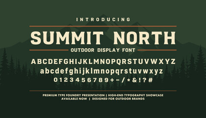 Summit North Rugged slab serif display font for outdoor branding and typography projects © 777SKYLABS