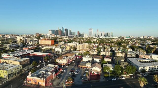 4k 60 FPS Neo2 Lift up Very Wide Downtown Los Angeles Skyline