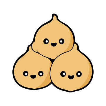 Cute jicama mascot logo with playful vector illustration elements  bold outlines  vibrant flat colors  and an adorable kawaii cartoon style