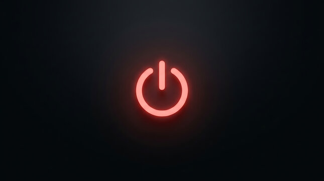 Glowing Red Power Button Icon on Dark Background