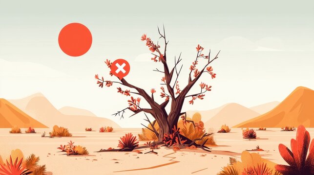 desert landscape, 404 error page concept illustration flat design vector eps10. modern graphic element for landing page, empty state ui, infographic, icon.