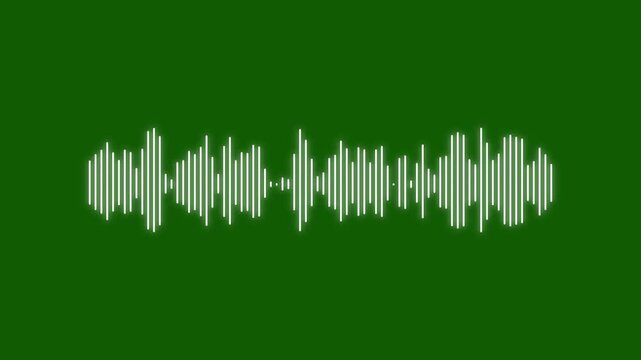 Animated audio waveform visualization with dynamic sound waves on green background. Smooth audio equalizer and music wave loop animation.