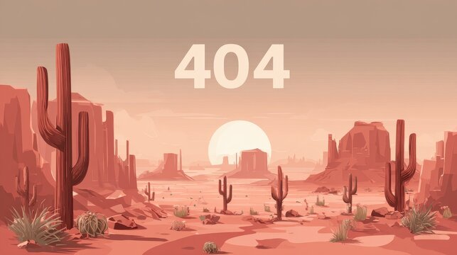desert landscape, 404 error page concept illustration flat design vector eps10. modern graphic element for landing page, empty state ui, infographic, icon.