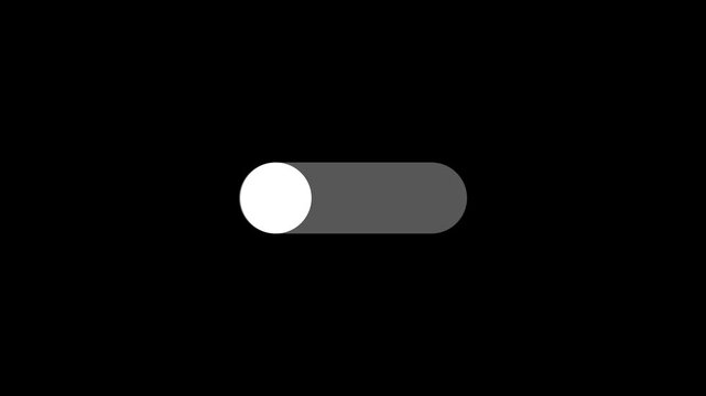 Toggle switch animation, turning on and off on a dark background.