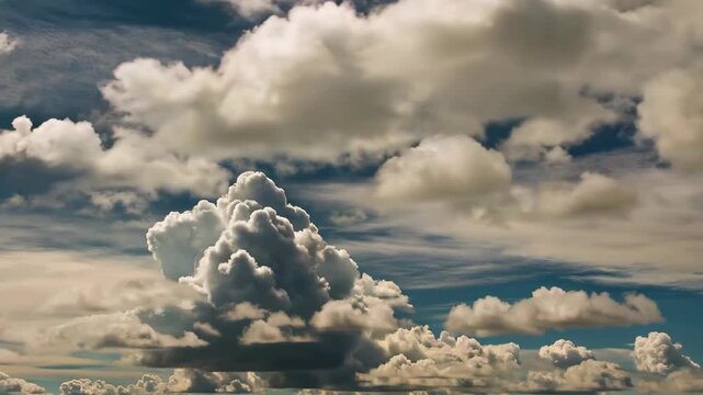 Magnificent cloud landscape with various shapes in the sky