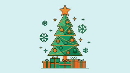 Fototapeta premium A colorful Christmas tree with gifts and decorations.