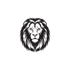 Obraz premium Bold black and white lion head portrait vector illustration isolated on white background.
