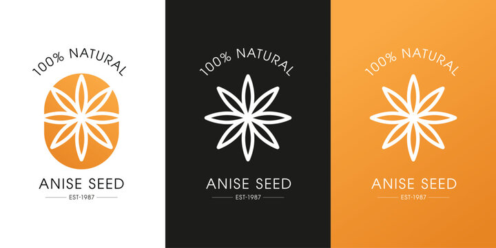 Premium Anise Seed Organic Certification & Quality Guarantee Badge Set, vector illustration.