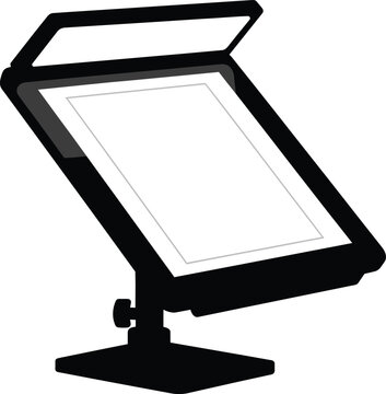 Black teleprompter equipment on a stand for video production