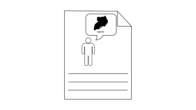 Person Thinking About Uganda Map on Document.