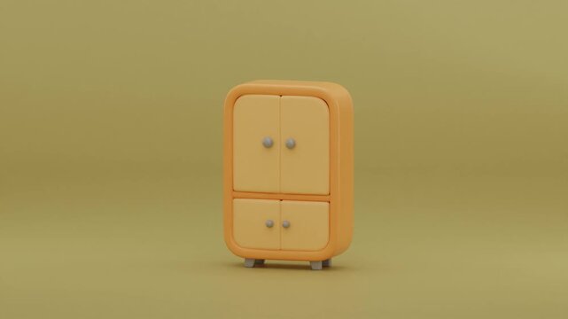 3d almirah icon animation concept of home interior furniture animation