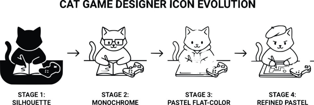 Cat game designer icon evolution icon evolution stages