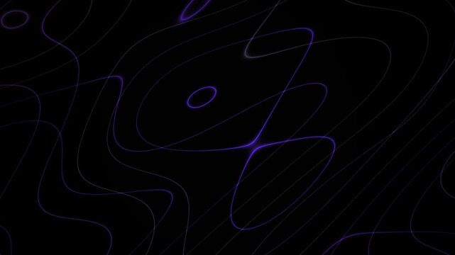 Thin purple topographical contour lines on black surface.