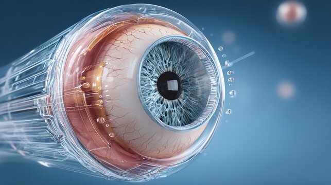 Cataract Surgery Procedure in Modern Ophthalmology Operating Room, Surgeon Performs Phacoemulsification to Remove Cloudy Eye Lens and Implant Intraocular Artificial Lens for Restoring Patient&rsquo;s Clear 