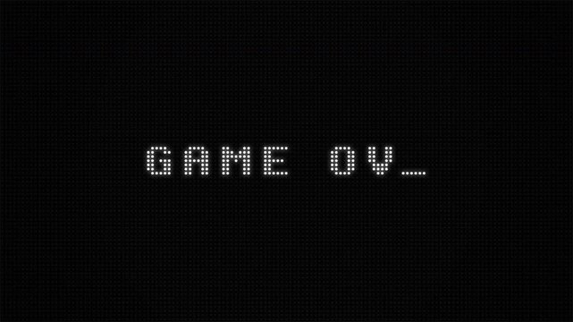 Game Over Text Animation on Retro Digital LED Pixel Display 4k video animation seamless loop