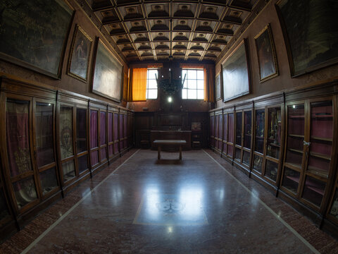 Sacristy of Santa Maria della Vittoria, baroque styled church in Rome, Italy	