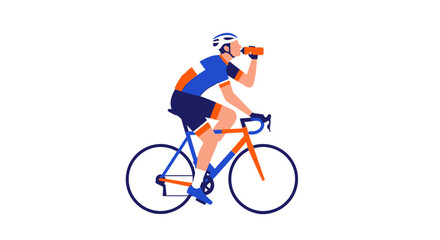 Naklejka premium Cyclist drinking from bottle while riding a bicycle