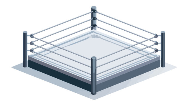 Empty Boxing Ring with Four Corner Posts and Ropes for Sports Event.