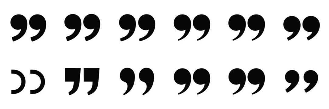 Quote Mark Icon. Speech Bubble Quotation Symbols for Comments, Reviews and Messages