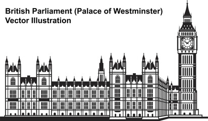 Fototapeta premium British Parliament (Palace of Westminster) Vector Illustration