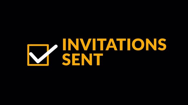 invitations sent notification animation with checkmark icon for email campaigns, event planning, and business communication on transparent background in 4K Animation with Alpha Channel