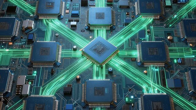 Pulsing Circuitry with Glowing Green Connections