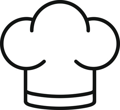 Minimalist outline icon of a classic chef hat or toque with restaurant, culinary