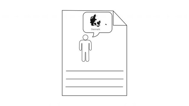Simple Line Drawing of a Resume with a Thought Bubble Icon.