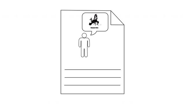Simple Line Drawing of a Resume with a Thought Bubble Icon.