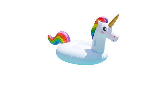 Inflatable unicorn pool float isolated on transparent background