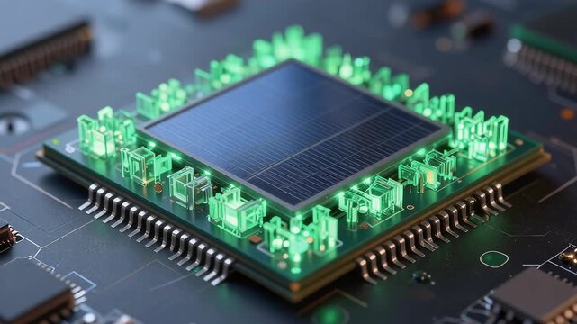 A Finger Touches a Glowing Circuit Board with Modern Technology Elements