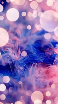 Breathtaking Swirls of Vibrant Colors: A Close-Up Exploration of Ethereal Pink and Blue Liquid Interactions Captured in Stunning Detail