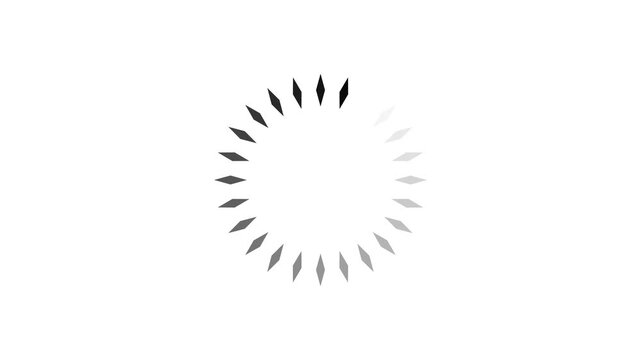 black loading spinner with fading dots on white screen .animated circle loading gif video icon.with 4k animation.