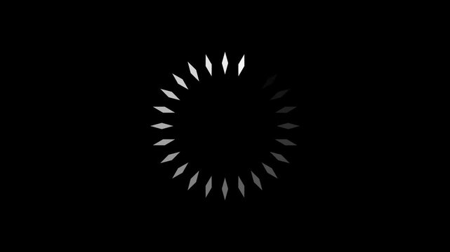 white loading spinner with fading dots on black screen .animated circle loading gif video icon.with 4k animation.