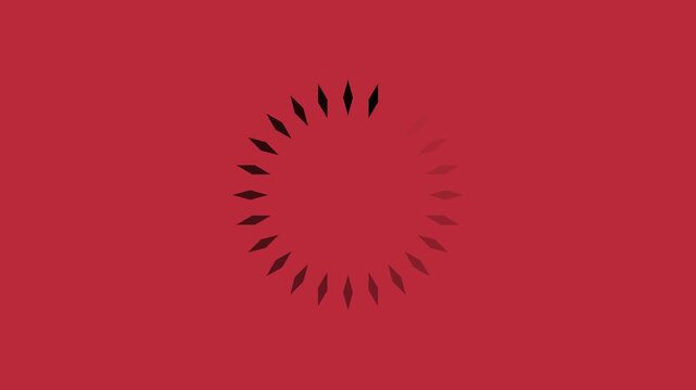 black loading spinner with fading dots on red screen .animated circle loading gif video icon.with 4k animation.