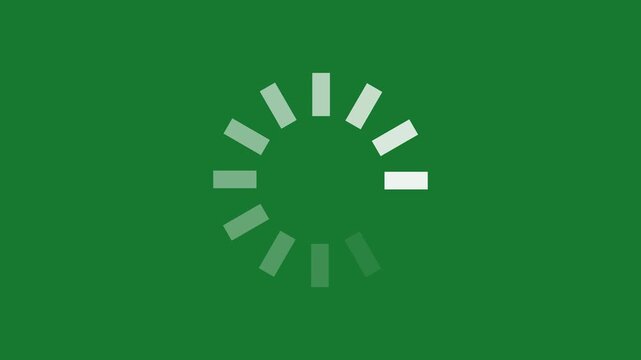 Animated circular loading mark with green background and white loading icon animation with 4k video.