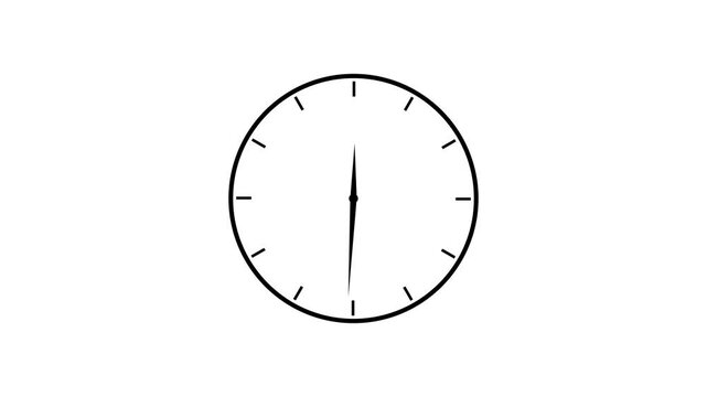Reverse clock animation showing time running backward on white background,with 4k video animation.