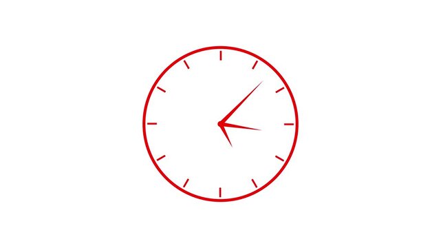 Clock spinning, watch animation on a white background with alpha channel. Clock icon flat style 24 hours day fast speed with moving timer clock rotation,with 4k video.