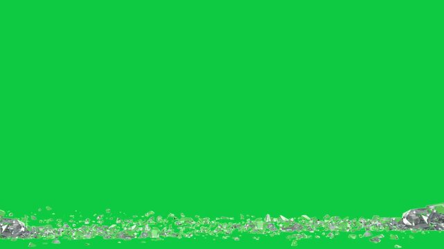Window smash green screen overlay effect with realistic crash destruction splinter debris flying out for creative cinema movie post production overlaying compositing visual vfx features.....