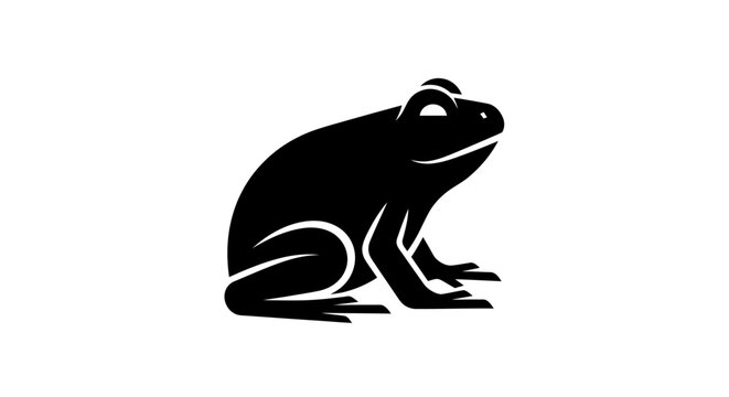 Stylized black frog silhouette on a white background
