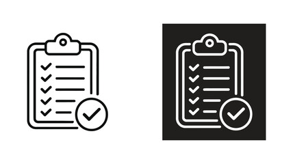 Checklist Clipboard. Checkmark Badge, Approved Tasks and Quality Control Symbols ©    