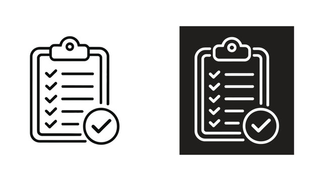 Checklist Clipboard. Checkmark Badge, Approved Tasks and Quality Control Symbols