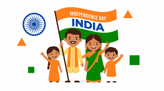 Joyful Family Celebrating India Independence Day